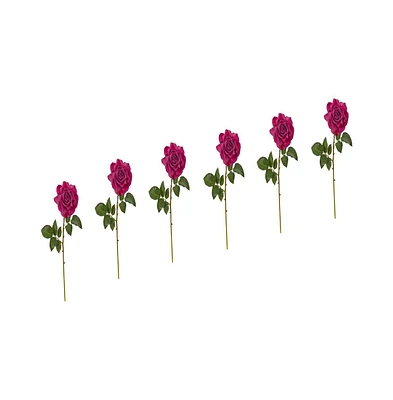 Slickblue 20” Rose Artificial Flowers - Set of 6 Faux Blooms for Classic Floral Decor