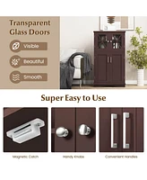Bathroom Storage Cabinet Linen with Doors and Adjustable Shelves