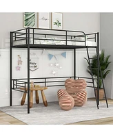 Costway Twin Metal Loft Bed Frame with Ladder Loft Bed with Safety Guardrails