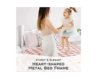 gaomon Twin Bed Frames with Headboard, Metal Twin Size Platform Bed, White Twin Bed Frame for Girls, Heavy Duty Metal Slat Support, No Box Spring Need