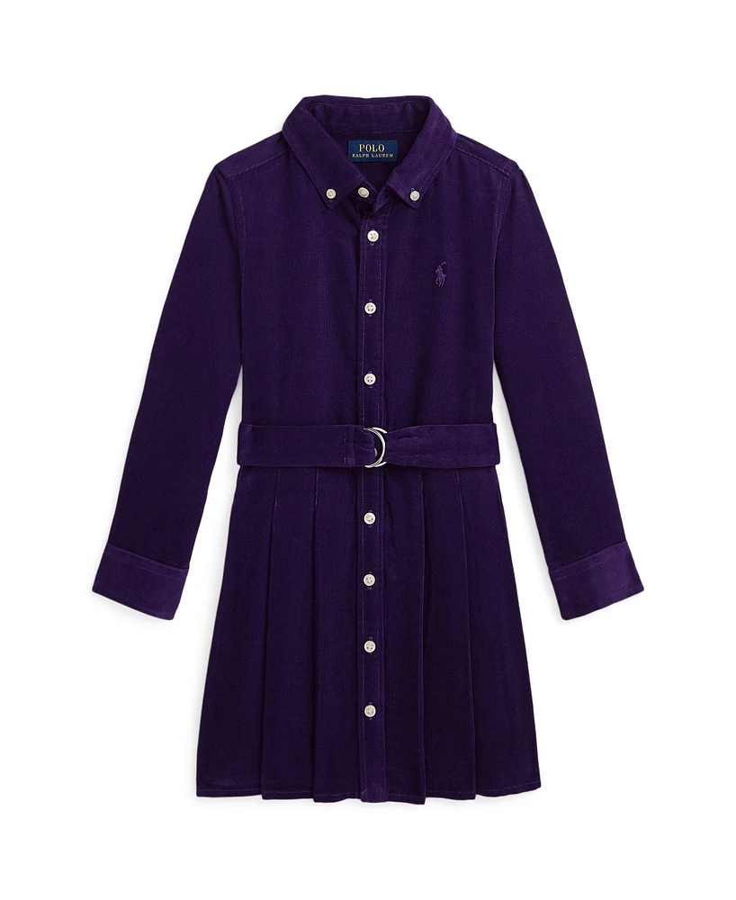 Polo Ralph Lauren Toddler and Little Girls Belted Pleated Corduroy Shirtdress