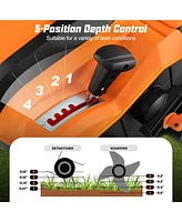 Costway 16-Inch Electric Dethatcher & Scarifier 15A 2-In-1 Lawn Dethatcher