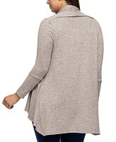 24seven Comfort Apparel Women's Open Front Long Sleeve High Low Cozy Cardigan