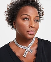 I.n.c. International Concepts Silver-Tone Square Stone Double-Row Statement Necklace, 17" + 3" extender, Created for Macy's