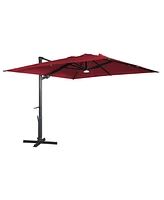 Boyel Living 10x10 ft. 360°Rotation Square Cantilever Patio Umbrella with Bluetooth Speaker and Led Light