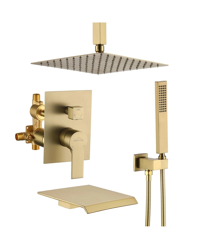 Boyel Living Ceiling Mount Single-Handle 1-Spray Tub and Shower Faucet in Brushed Gold