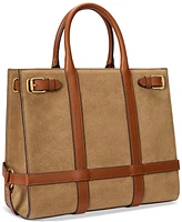 Lauren Ralph Lauren Devyn Medium Leather and Suede Tote