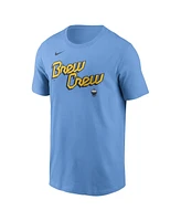 Nike Men's Christian Yelich Powder Blue Milwaukee Brewers City Connect Fuse Name Number T-Shirt