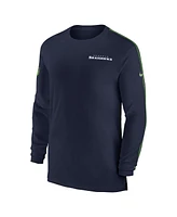 Nike Men's College Navy Seattle Seahawks Sideline Coach Uv Performance Long Sleeve T-Shirt