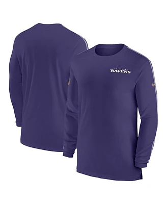 Nike Men's Purple Baltimore Ravens Sideline Coach Uv Performance Long Sleeve T-Shirt