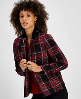 Kasper Women's Plaid Tweed Blazer, Regular and Petite Sizes