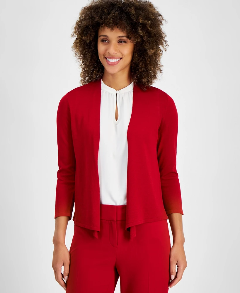 Kasper Women's Open-Front 3/4-Sleeve Cardigan