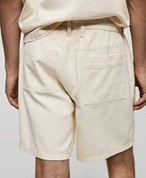 Mango Men's Drawstring Detail Cotton Shorts