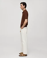 Mango Men's Ribbed Knit Polo Shirt