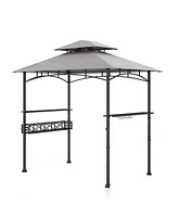 Skonyon 8 x 5 Ft Outdoor Grill Gazebo with 2 Side Shelves and 20 Hooks