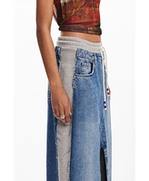 Desigual Women's Hybrid denim midi skirt