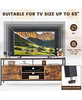 Gymax Industrial Tv Stand for TVs up to 65'' Media Center w/ Cabinets & Adjustable Shelf
