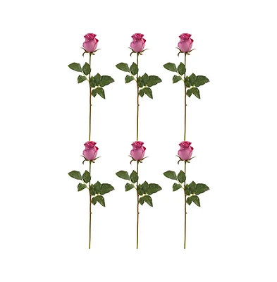 Slickblue 21" Rose Bud Artificial Flowers - Set of 6 Faux Blooms for Elegant Arrangements