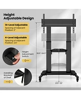 Gymax Rolling Tv Stand for 32''-85'' Flat/Curved Led/Lcd/Oled/4K TVs up to 132 Lbs