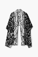 Desigual Women's Long Scarf with Faces