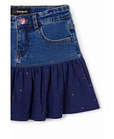 Desigual Girls Girls's Denim mini skirt with ruffle and polka dots