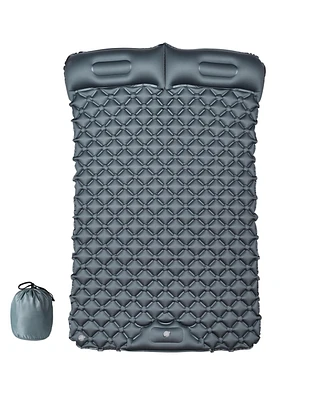 Yescom Double Sleeping Pad 2 Person Inflatable Camping Mat w/ Pillow Foot Pump Outdoor