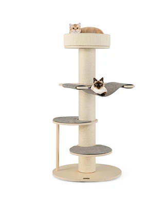 Slickblue 47 Inches Cat Tree for Indoor Cats with Thickened Sisal Scratching Posts-Grey