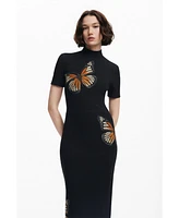 Desigual Women's Slim midi butterfly dress