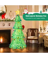 Costway Pop-Up Christmas Tree Pull-Up Artificial Xmas Collapsible Decoration 200 Lights