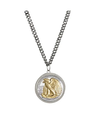 American Coin Treasures 16364 Walking Liberty Silver Half Dollar Pendant with Curb Chain for Men - Reverse 2 Tone Plating