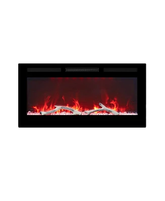 Boyel Living 60 in. Freestanding Versatile Installation Electric Fireplace Black with Multi-Color Flame