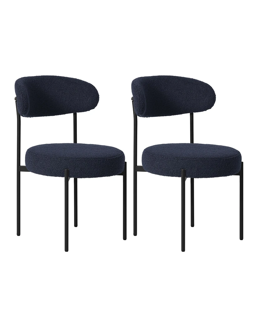 WestinTrends Mid-Century Modern Upholstered Sherpa Round Dining Chairs (Set of