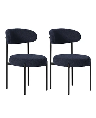 WestinTrends Mid-Century Modern Upholstered Sherpa Round Dining Chairs (Set of