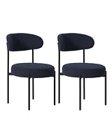 WestinTrends Mid-Century Modern Upholstered Sherpa Round Dining Chairs (Set of