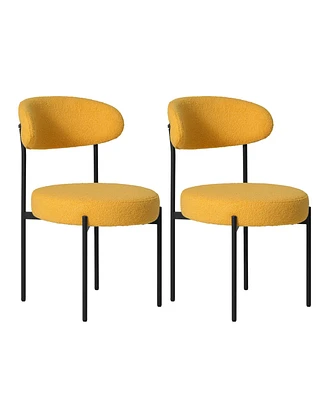 WestinTrends Mid-Century Modern Upholstered Sherpa Round Dining Chairs (Set of