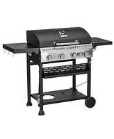 Outsunny 4 Burner Propane Gas Grill with Side Burner, Outdoor Barbeque