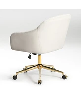 WestinTrends Upholstered Velvet Swivel Vanity Office Chair With Wheels