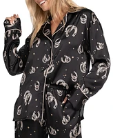 Midnight Bakery Women's 2-Pc. Satin Printed Pajama Set