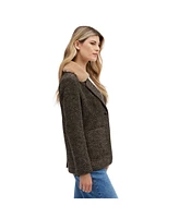 Nvlt Women's Chevron Blazer with Removable Faux Fur Collar