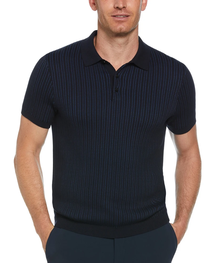 Perry Ellis Men's Short Sleeve Vertical Stripe Polo Sweater