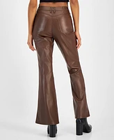 Dollhouse Juniors' Faux-Leather Five-Pocket Flare Pants