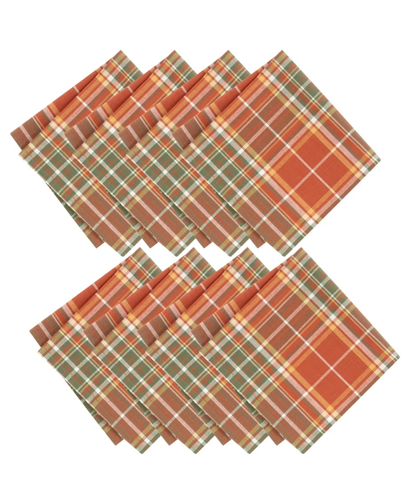 Elrene Hawley Plaid Harvest Cotton Napkins 17" x 17", Set of 8