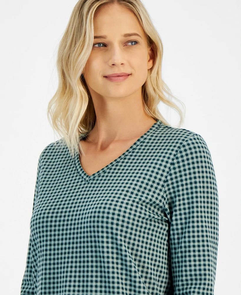 Charter Club Women's Printed Long-Sleeve Sleepshirt, Created for Macy's