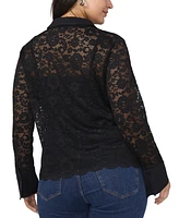 Vince Camuto Plus Lace Button-Front Blouse