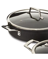 BergHOFF Essentials 10Pc Non-stick Hard Anodized Cookware Set With Glass lid, Black