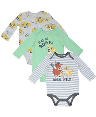 Disney Baby Boys Lion King Winnie the Pooh Mickey Mouse Minnie 3 Pack Bodysuits Newborn to