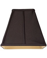 Springcrest Black Small Square Lamp Shade 5.25" Top x 10" Bottom x 9.5" High (Spider) Replacement with Harp and Finial