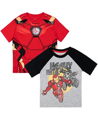 Avengers Boys Marvel Spider-Man Black Panther Iron Man Hulk Captain America 2 Pack Graphic T-Shirts to