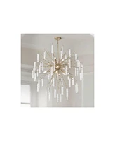 Possini Euro Design Madeleine Brass Gold Rain Chandelier Lighting 56 1/2" Wide Modern Glam Textured Cylinder Shades 14