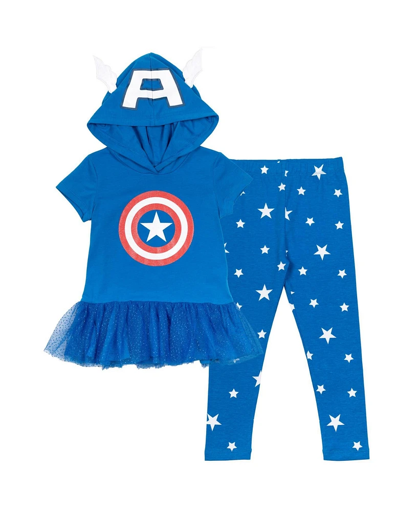 Marvel Toddler Girls Avengers Spider-Man Spider-Gwen Captain America Cosplay T-Shirt and Leggings to